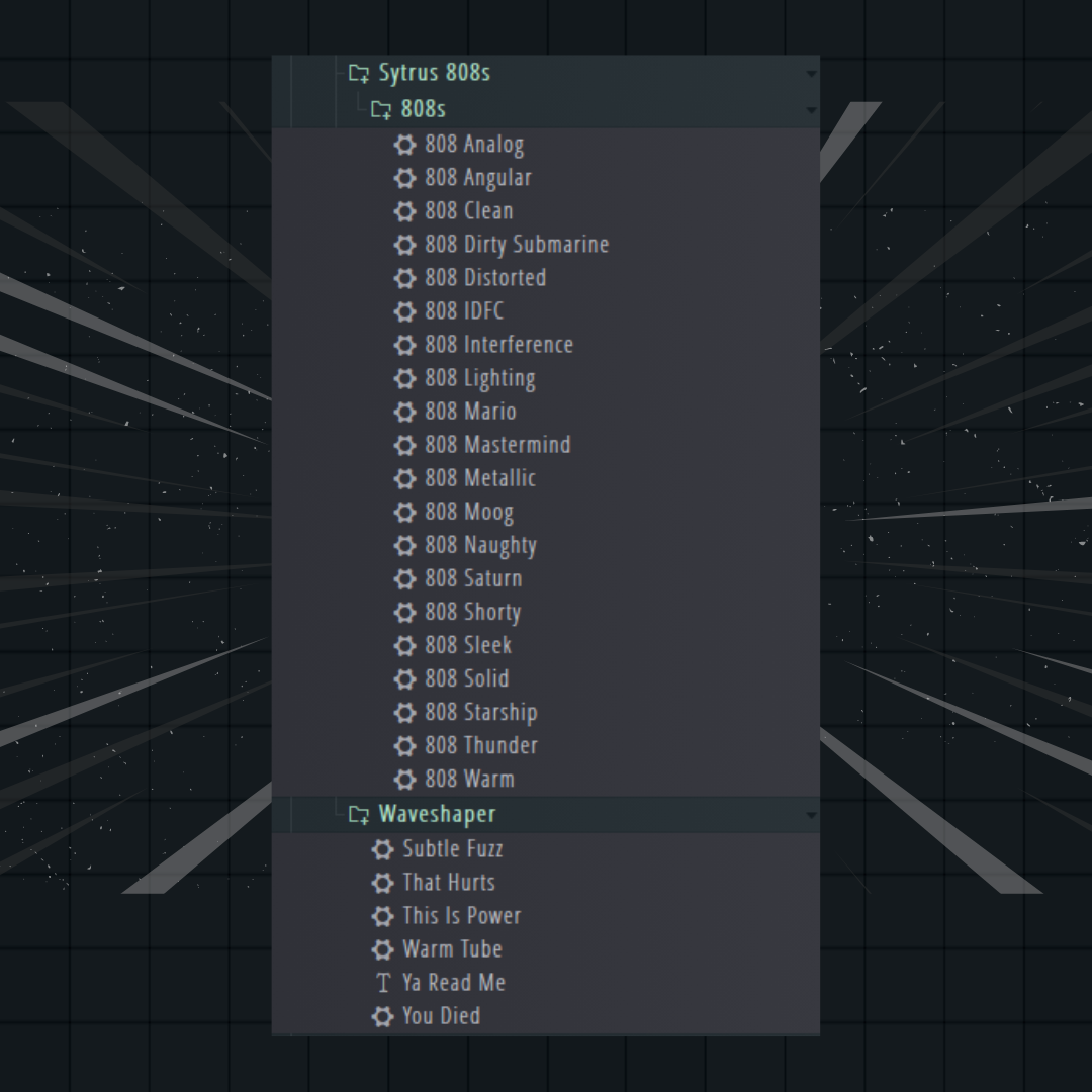 20 Sytrus + 5 Waveshaper 808 Presets for FL Studio